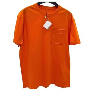 Heren T-shirtontwerper Essentail shirt driedimensionale reliëf korte mouwen Crewneck Top Pure Cotton Ademende witte oranje pullover Underhirt