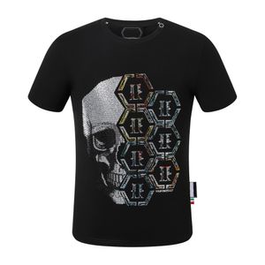 T-shirt pour hommes Designer PP Poitrine Lettre Logo Crâne Couleur Bloc Graffiti Mode Couple Tshirt Lâche Noir et Blanc Top Taille M-3XL
