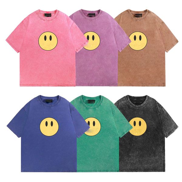 Diseñador de camisetas para hombres Cuello redondo de manga corta Summer Washed Do Old Smiley Face Top Tope Tall Camiseta Camiseta Camiseta S-XL