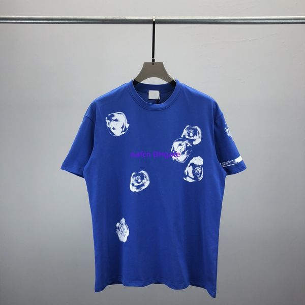 Camiseta para hombre Camiseta de diseñador Camiseta suelta Camiseta informal para hombre Ropa de lujo Polo callejero Puños de ropa Texto de marca estampado de rosas a rayas 915