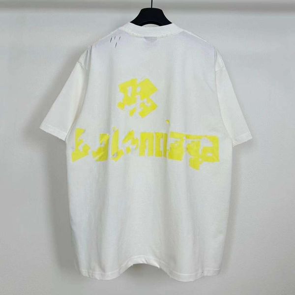 T-shirt pour hommes T-shirt de créateur Paris New Yellow Tape Bandage imprimé T-shirt à manches courtes Pur coton Top pour hommes et femmes