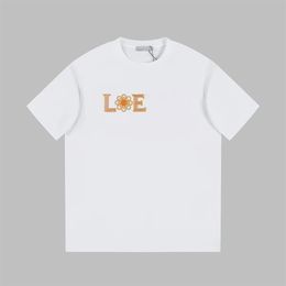 T-shirt pour hommes européen et américain minimaliste classique à manches courtes col rond tournesol fleur lettre broderie ample et polyvalent