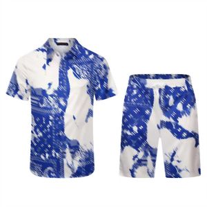 T-shirt à la mode pour hommes Chemise à col polo Été Extérieur Lâche Frais Décontracté Imprimé Bouton Ensemble Deux Pièces À Manches Courtes Hawaiian Beach Party Style Chemise