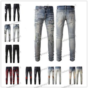 A012 2023 Nouveautés Hommes AM2 Luxe Designer AMIRIlinesS Denim violet AM2 Jeans Trous AM Pantalon Jean COOLGUY Biker Pantalon Homme Vêtements #810e2