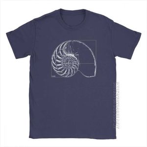 T-shirt homme Fibonacci sur un Nautilus T-shirt homme décontracté Math Basic Tees Vêtements à col rond 100% coton T-shirt imprimé 210629