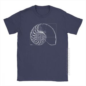 T-shirt homme Fibonacci sur un Nautilus T-shirt homme décontracté Math Basic Tees Vêtements à col rond 100% coton T-shirt imprimé 210706