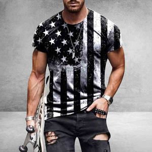 Heren T-shirt Vlag Print Ronde Hals Cool Oversized Muscle Streetwear Kleding T-shirt Heren