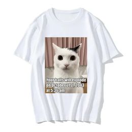 T-shirt masculin drôle de chat imprimer vos boules exploseront le haut de rue Hip Hop Street de la mode masculine et des femmes