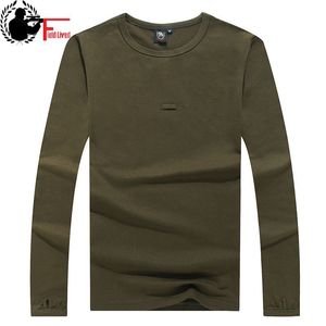 T-shirt pour hommes haute qualité élastique coton Spandex à manches longues t-shirt mâle Style militaire vêtements mode Tee hauts pour hommes 210518