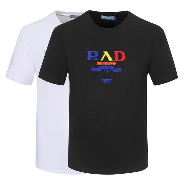 Camiseta para hombres Diseñador italiano Casual Color tridimensional LOGO LOGO DE LOGO BORDERO NEGRO DOS Color