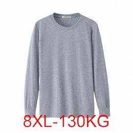 T-shirt homme Lg manches hiver 7XL 8XL 134cm grande taille 5XL 6XL Cott Home T-Shirt v9Z6 #