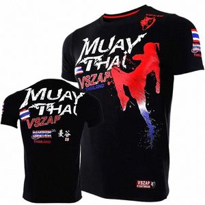 T-shirt pour hommes Muay Thai Running Fitn Sports à manches courtes en plein air Boxe Lutte Survêtements Été Respirant Enfants Tops v10G #