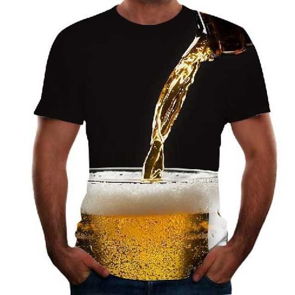 T-shirt homme à motifs bière col rond manches courtes noir rose or hauts basique confort grands et grands t-shirts graphiques