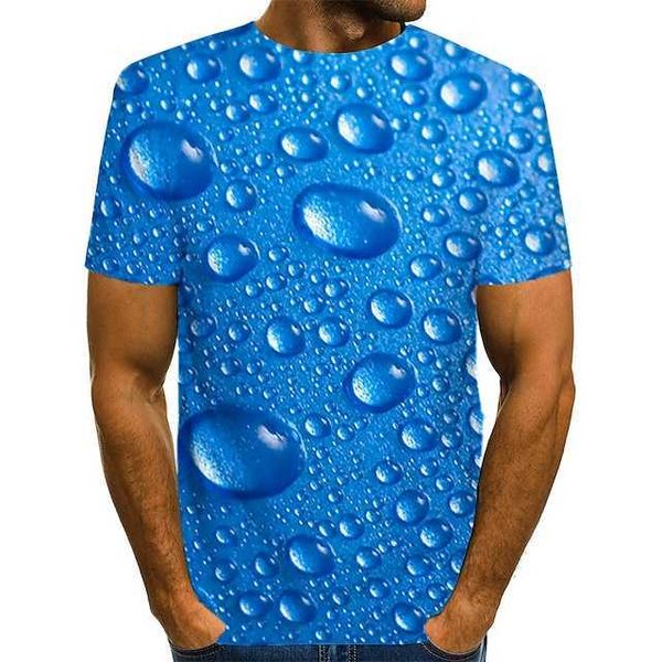 Camiseta de cuello redondo para hombre, camisetas informales con estampado diario verde, azul y morado para dormir, ropa de calle, camisetas gráficas exageradas de verano