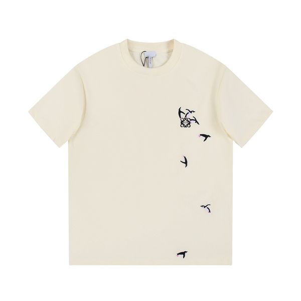 T-shirt d'été à manches courtes pour hommes, col rond, ample et simple, en pur coton, avec broderie de pingouin, pour jeunes