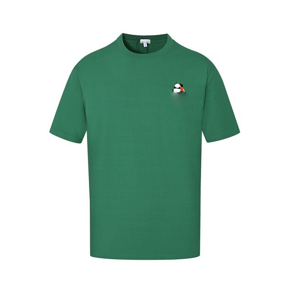 Camiseta para hombre, camisas con bordado de panda para parejas, ropa holgada informal sencilla y verde con cuello redondo bonito