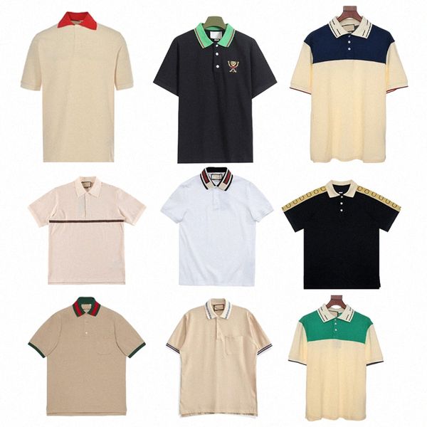 T-shirt pour hommes polos de créateur d'été lettres de chat imprimé polo revers femmes hauts lâche affaires décontracté T-shirt à manches courtes