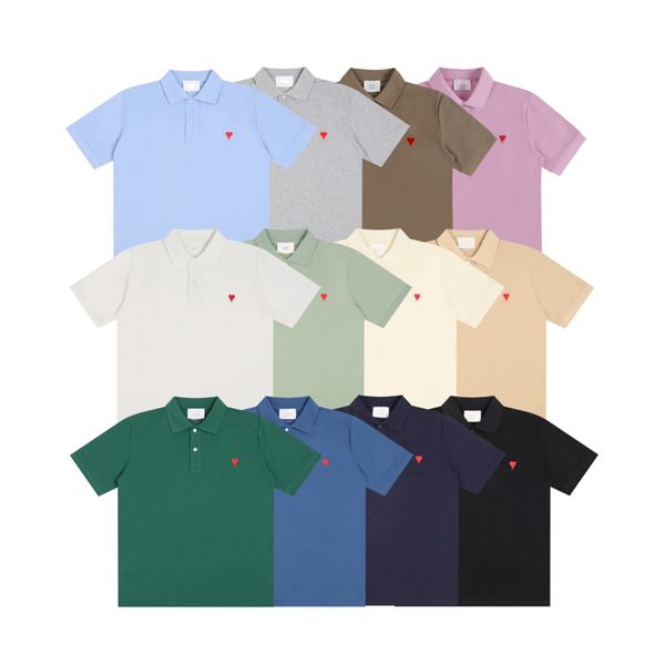 T-shirt pour hommes Polo d'été respirant ample et décontracté Amour Vêtements brodés Chemise Y2K Simple américain 12 couleurs Extra grande taille