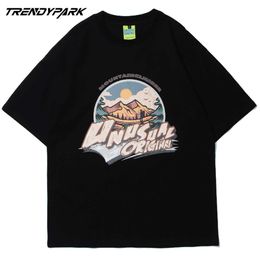 Heren T-shirt Zonsopgang Valley Gedrukt Zomer Korte Mouw Hip Hop Oversized Katoen Casual Harajuku Streetwear Top Tee Heren Tshirts 210601