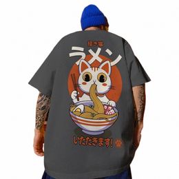 T-shirt pour hommes Sushi Lucky Cat imprimé Vêtements pour hommes Fi Casual Manches courtes Lâche Chemise surdimensionnée Street Harajuku Tops Tees 93Rf #