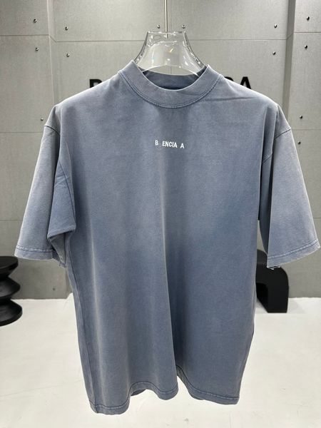 T-shirts pour hommes t-shirts T-shirts Couleur solide minimalisme Mennes T-décontractés avant et arrière brodé à manches courtes 280g Double Yarn Tissu européen Taille XS-L