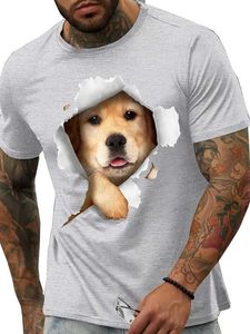 Heren T-shirt T-shirt Cool dier Hond Grafische prints Ronde hals Hot stamping Straat Vakantie Korte mouwen Print Kleding Apparel Designer Basic Modern eigentijds