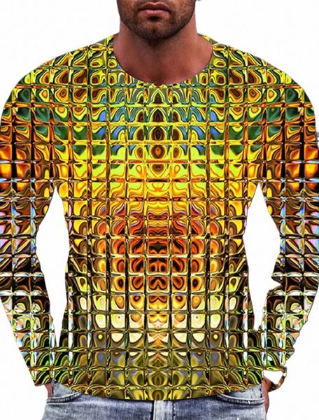 T-shirt pour hommes Tee-shirt graphique dégradé métallique col ras du cou vêtements vêtements impression 3D extérieur quotidien manches LG vintage Fi Q8We #
