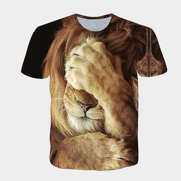 Camiseta de hombre Camiseta Camiseta Gráfico Animal León Pata Cuello redondo Impresión 3D Diario Vacaciones Manga corta Estampado Ropa Ropa Streetwear Exagerado Fresco