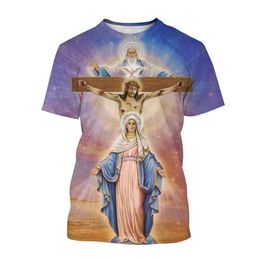 T-shirt masculin Virgin Marie Jésus imprimer la mode masculine et la nouvelle rue Single Persalité Fi Faith Accessoires de vêtements High Street Casual High Street