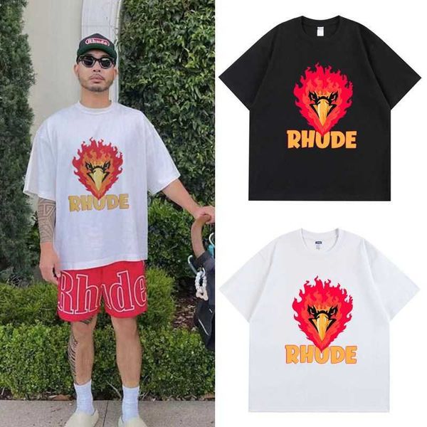 T-shirt pour hommes Xiaozhong Marque tendance Eagle Head Rhude Anglais Imprimé High Street Hip Hop Manches courtes Lâche Coton T-shirt Unisexe