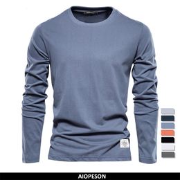 T-shirts hommes 100% coton à manches longues t-shirt pour hommes solide printemps décontracté hommes T-shirts de haute qualité mâle hauts vêtements classiques Men's T-shirts 230830