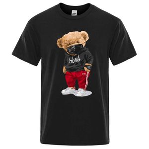 T-shirts voor heren 100% katoenen sportmasker beren met korte mouwen T-shirt mannelijke half-mouwen zomer casual oversized t-shirt heren shirt s-xxxl 022223H