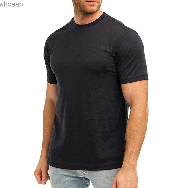 Camisetas para hombres 100% camiseta de lana merino Hombres de manga corta Camisas Merino Deporte Capa base ligera Senderismo Camiseta Camiseta suave y transpirable 240130