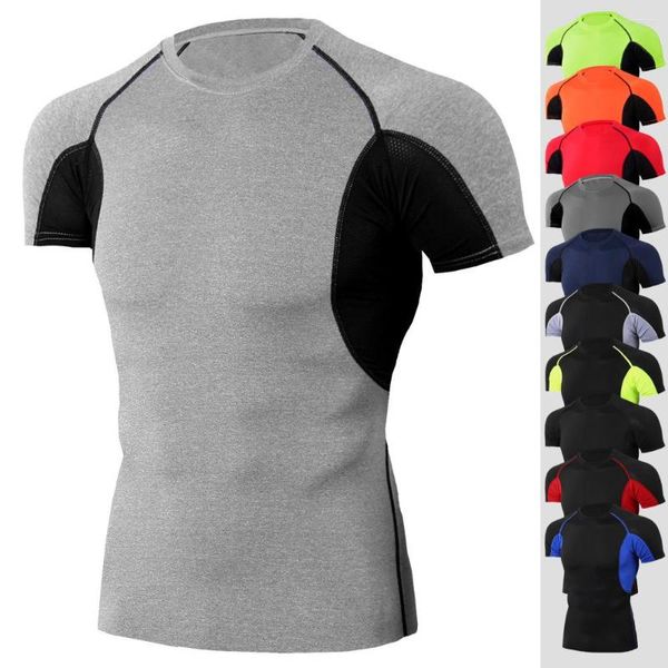 Camisetas para hombres 12 colores Camiseta de manga corta para hombres Ejercicio para hombres Ejercicio de ejercicios de entrenamiento Top camisetas elásticas secas rápidas camiseta sólida