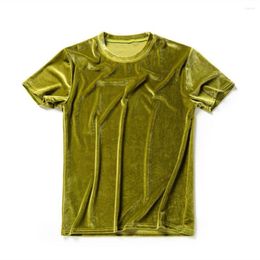 Heren t shirts 14 kleuren mannen vintage fluweel shirt met korte mouwen hiphop casual tees tops man summer harajuku roze velour streetwear camisetas