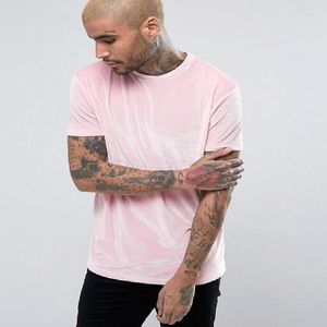 T-shirts pour hommes 14color rose kaki noir velours flanelle t-shirt hommes marque à manches courtes décontracté streetwear hip hop swag velours tee tops