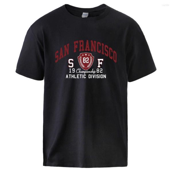T-shirts pour hommes 1982 San Francisco City Street Lettre Imprimer T-shirt Homme Coton Mode À Manches Courtes Doux Respirant Top All Match Basic