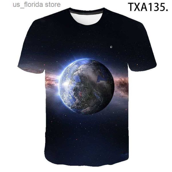 T-shirts hommes 2020 Summer Galaxy T-shirt Hommes Femmes Enfants Univers Espace T-shirt Cool Planet T 3D Imprimer T Garçon Fille Enfants Strtwear Tops Y240321