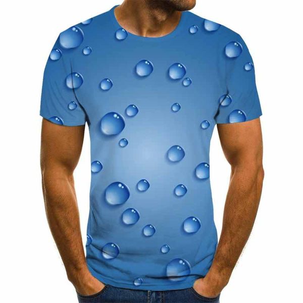 T-shirts pour hommes 2021 T-shirt personnalisé décontracté col rond manches courtes été hautes gouttes d'eau style de rue 3D haut