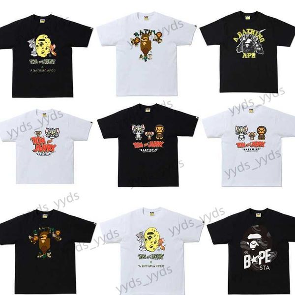 Camisetas para hombre 2021 Classic Cat and Mouse Camo Ape Man Print Camiseta de manga corta suelta de algodón para hombres y mujeres T230328