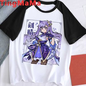 Heren t-shirts 2021 Leuke genhin impact t shirt mannen hot game grafische tees kawaii zomer tops harajuku cartoon t-shirt grappige keqing unisex mannelijk w0322