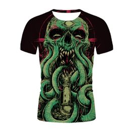 T-shirts van heren 2021 Man T-shirt Horror Skull Print Grafische 3D Gotische Kleren Humoristische Streetwear T-shirt voor Mannen Zomer Korte Mouw