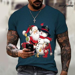 T-shirts van heren 2021 Merry Christmas Feestelijke Grafische T-shirt voor Mannen Grappige Mode Santa Claus Design T-shirt Party Losse kleding