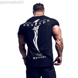 Heren T-shirts 2021 Nieuwe zomer gym T-shirt groot type merk Sport T-shirt Heren shirt Bodybuilding Fitness bedrukking Hardloop T-shirt met korte mouwen L230713