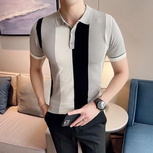 T-shirts pour hommes 2021 été à manches courtes tricoté t-shirt mode tendance Slim Fit glace soie gris t-shirts hauts Streetwear t-shirt taille M-4XL