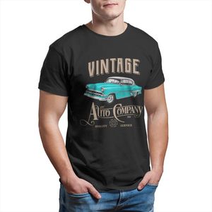 T-shirts van heren 2021 Zomer T-shirt Vintage Auto Letter Printing Classic Car Patroon Losse O-hals Hoogwaardige korte mouwen