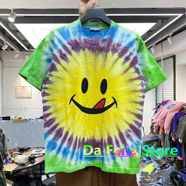T-shirts hommes 2021SS Multicolor Tie Dyed T-shirt Summer Sunlight Hommes Femmes Top Qualité Casual Heavy Tissu Tees Streetwear Tops à manches courtes T230302