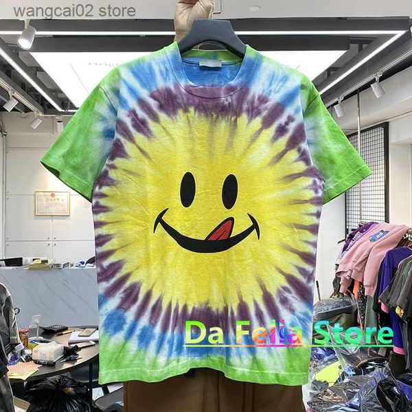 T-shirts pour hommes 2021SS Multicolore Tie Dyed T-shirt Été Lumière du soleil Hommes Femmes Top Qualité Casual Tissu Lourd T-shirts Streetwear Tops À Manches Courtes T230602