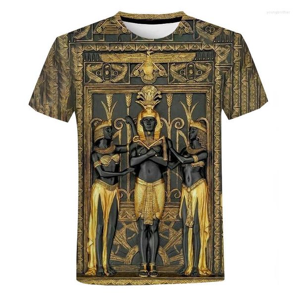 Camisetas para hombre, camisetas con estampado 3d del Antiguo Egipto, ropa de calle egipcia Harajuku, camisa informal de manga corta a la moda para hombre y mujer 2022