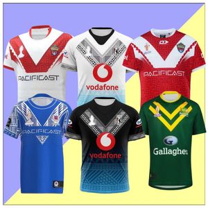 Heren T-shirts 2022 Australië Kangaroo Rugby League Jerseys WK 2021 Fiji Englands Kiwis Tonga Rlwc Samoa Schotland Samoa Thuis Uit Shirts Maat S-5xl Eokd